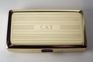 Custom Engraved Golden Cigarette Case Double Sided Linear Design 120s Personalized Cigarette Holder -Hand Engraved