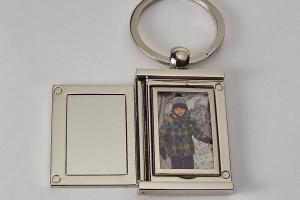 Engraved Photo Locket Keychain Personalized Custom Silver High Polish Flat Rectangular - Hand Engraved