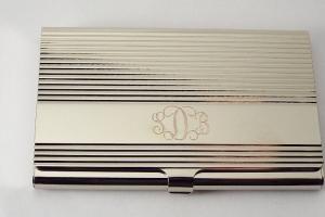 Custom Engraved Personalized Business Card Case with Ribbed Design -Hand Engraved