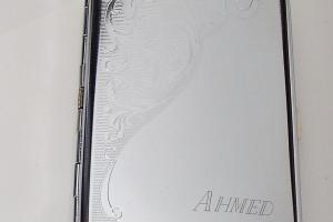 Custom Engraved Personalized Double Sided 100s Cigarette Case with Scroll Accent  -Hand Engraved