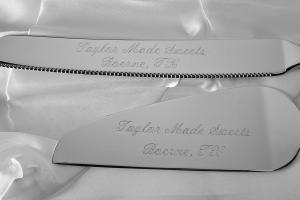 Wedding Cake Server Set Custom Engraved Personalized Serving Set in Westwood Design - Hand Engraved