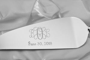 Wedding Cake Server Set Custom Engraved Personalized Serving Set in Westwood Design - Hand Engraved