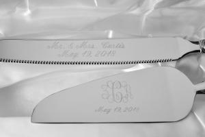 Wedding Cake Server Set Custom Engraved Personalized Serving Set in Westwood Design - Hand Engraved