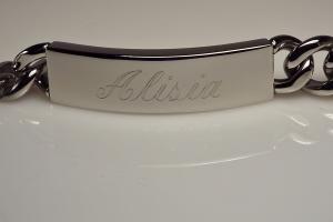 Personalized ID Bracelet Custom Engraved 8.5 Inch Solid Stainless Steel Designer ID Bracelet - Hand Engraved