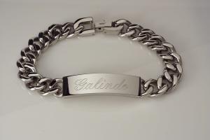 Personalized ID Bracelet Custom Engraved 8.5 Inch Solid Stainless Steel Designer ID Bracelet - Hand Engraved