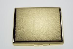 Cigarette Case Personalized Golden 100s Scrolling Design Custom Engraved Double Sided Case -Hand Engraved