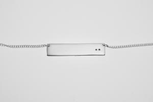 Personalized Heavy Bar Name Necklace Custom Engraved Sterling Silver with Gold Plated Heart Accent - Hand Engraved