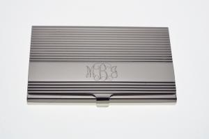 Custom Engraved Personalized Business Card Case with Ribbed Design -Hand Engraved
