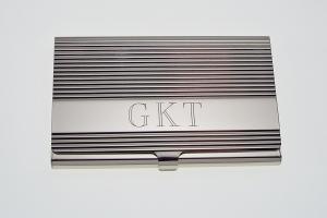 Custom Engraved Personalized Business Card Case with Ribbed Design -Hand Engraved
