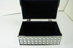 Custom Engraved Jewelry Box Personalized Silver Plated Beaded Chest Trinket Box - Hand Engraved