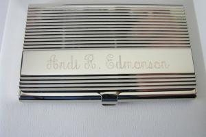 Custom Engraved Personalized Business Card Case with Ribbed Design -Hand Engraved