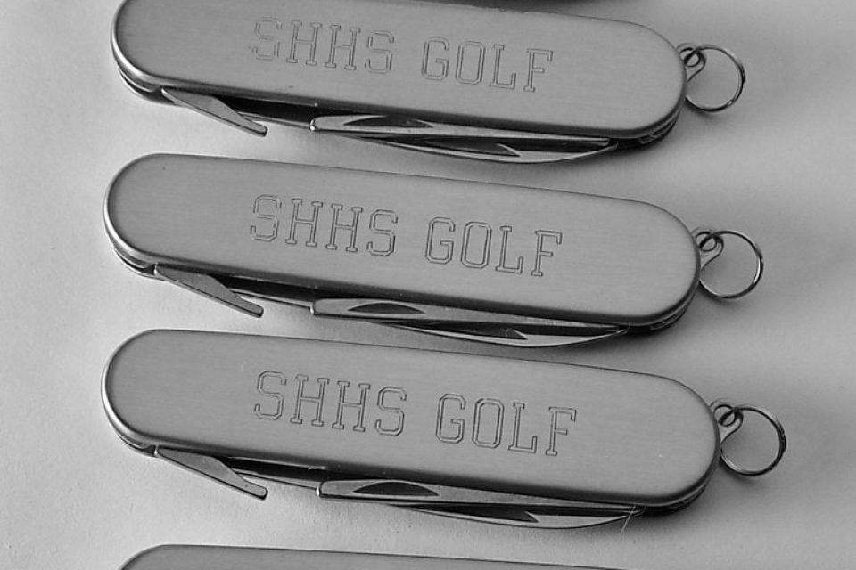 Pocket Knife and Golf Tools Custom Engraved Personalized Stainless Steel Multi Function Golf Tool - Hand Engraved