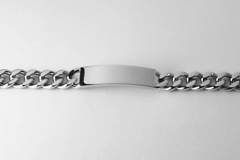 Personalized ID Bracelet Custom Engraved 8.5 Inch Solid Stainless Steel Designer ID Bracelet - Hand Engraved
