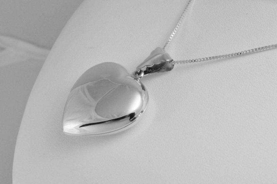 Custom Engraved Locket Personalized Sterling Silver Large Rounded Heart Locket 1 Inch - Hand Engraved