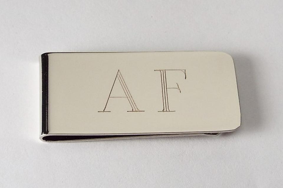Custom Engraved Silver Money Clip Personalized High Polish Non Tarnish Nickel Plated - Hand Engraved