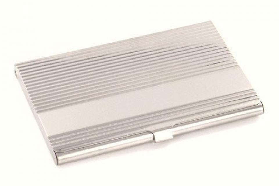 Custom Engraved Personalized Business Card Case with Ribbed Design -Hand Engraved