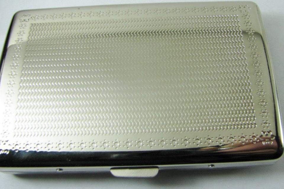 Custom Engraved Personalized Double Sided 100s Cigarette Case with Scroll Accent  -Hand Engraved